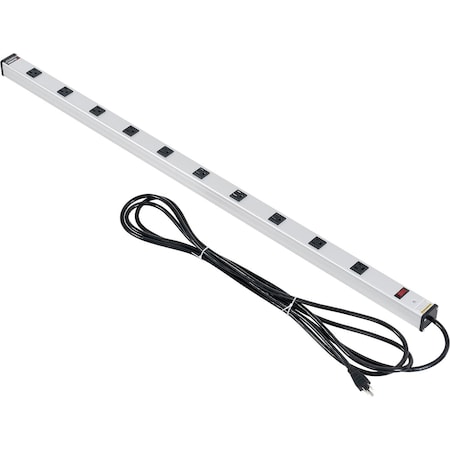 Global Industrial Power Strip, 10 Outlet(s) 15 ft., Silver 500888A